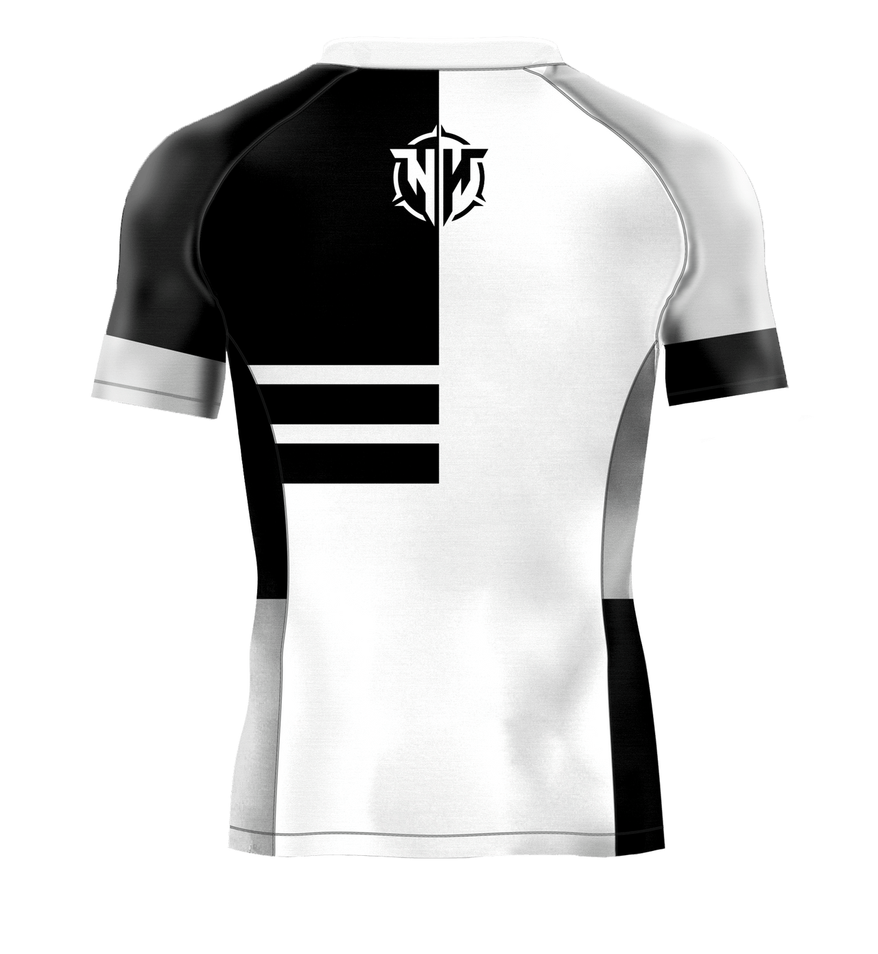 Heavy Handed Jiujitsu short sleeve STYHVY white ranked rashguard back view
