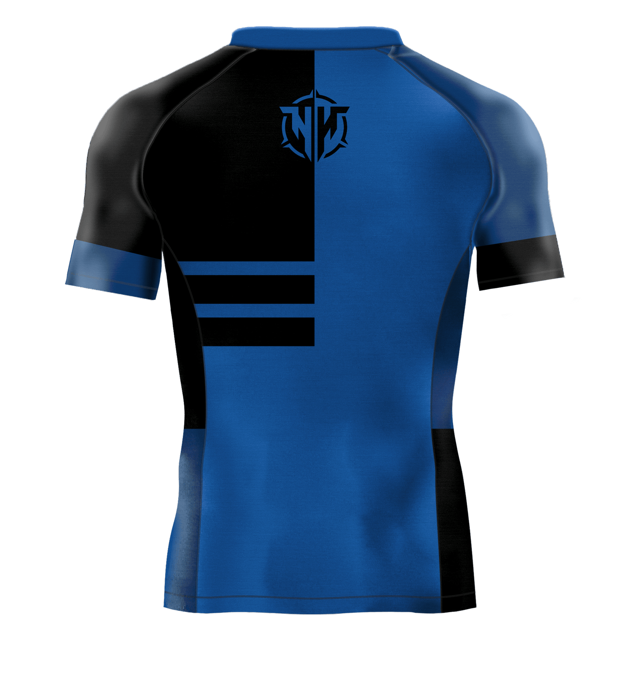 Heavy Handed Jiujitsu short sleeve STYHVY blue ranked rashguard back view