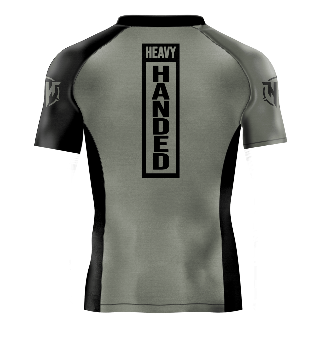 Heavy Handed Jiujitsu short sleeve NFA Battleship Grey rashguard back view