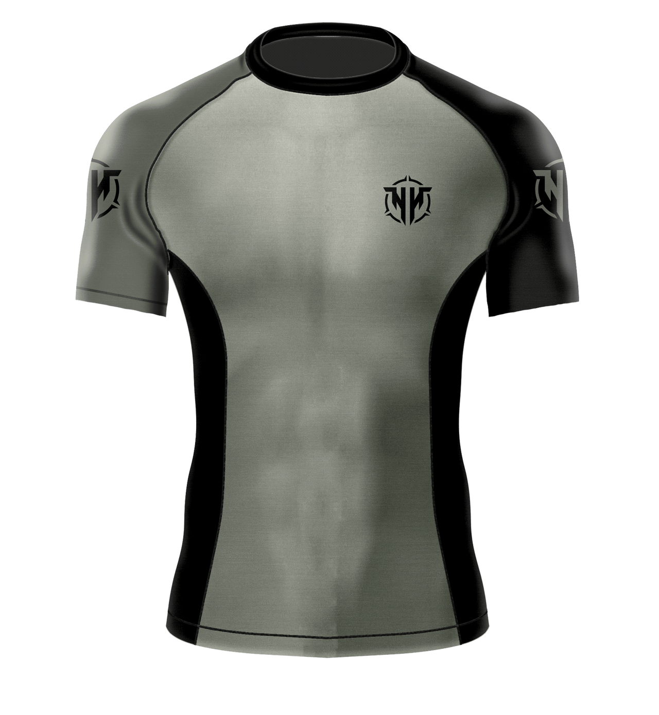 Heavy Handed Jiujitsu short sleeve NFA Battleship Grey rashguard front view