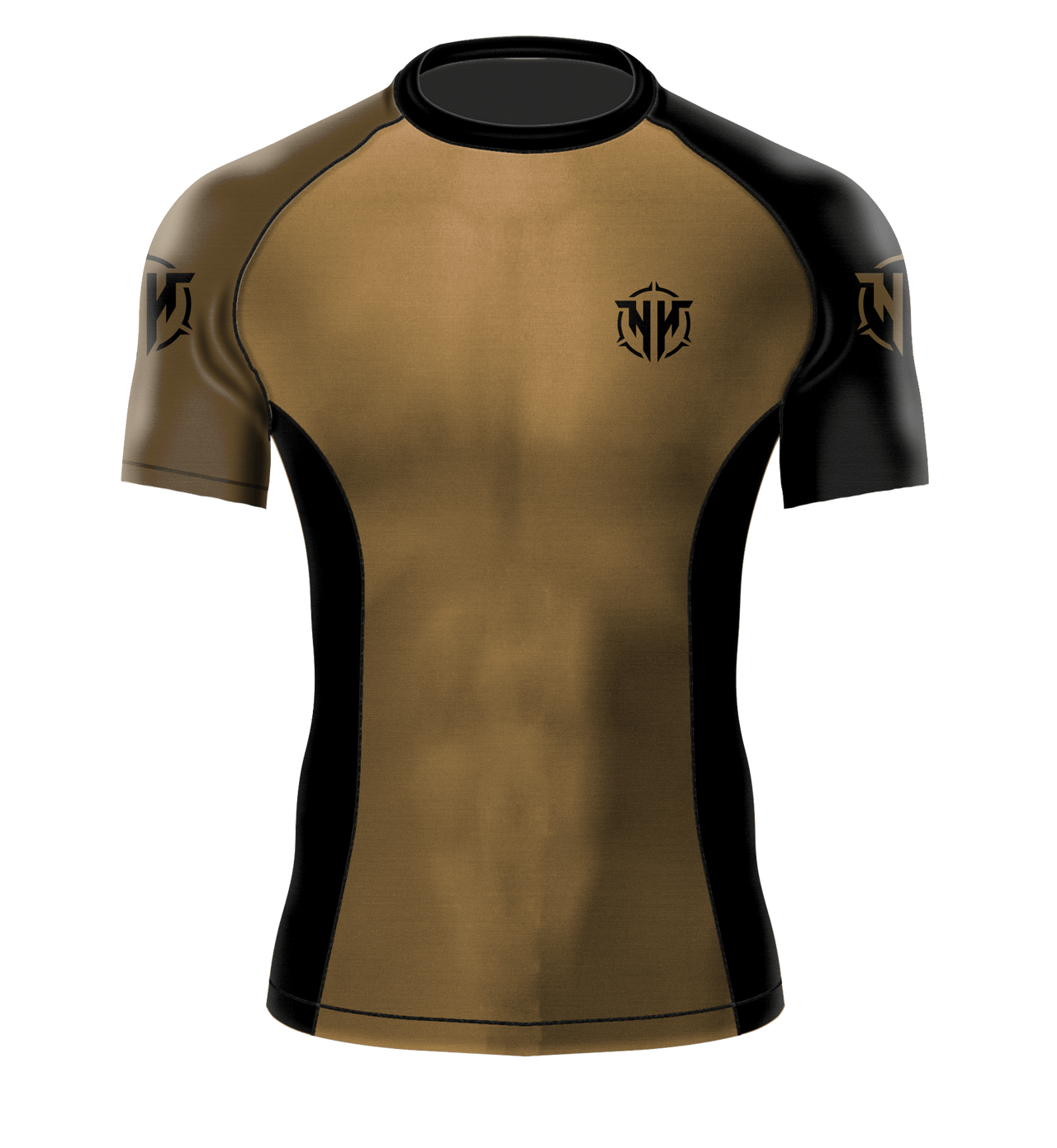 Heavy Handed Jiujitsu short sleeve NFA Coyote tan rashguard front view